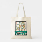 Tote Bag Live Life Play Soccer, Football Player Typographie (Dos)