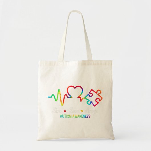 Tote Bag Live Love Accepter Sensibilisation sur l'autisme M (Devant)