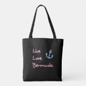 Tote Bag Live Love Bermuda Script Texte avec Ancre foncé (Dos)