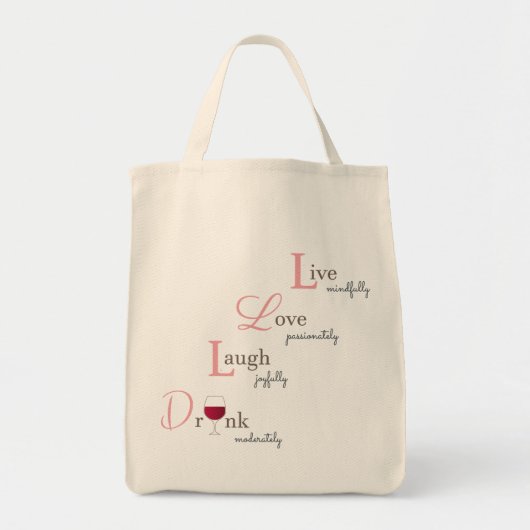 Tote Bag Live Love Laugh and Drink (Devant)