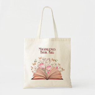 Tote Bag Livre de la bibliothèque de papillons floraux Whim