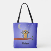 Tote Bag Livre de texte personnalisé de chouette nocturne (Dos)