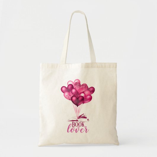 Tote Bag Livre Lover Pink Heart Balloon (Devant)