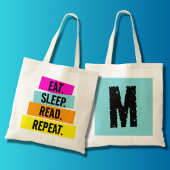 Tote Bag Livre Lover's Eat Sleep Lire Répéter Monogramme