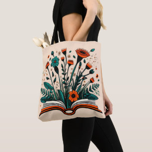 Tote Bag Livre ouvert avec Fleurs à germes