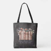Tote Bag Livres avec fleurs et citation sur Carnet noir (Dos)