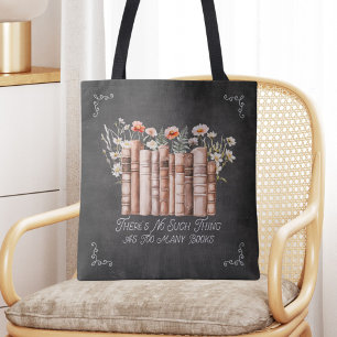 Tote Bag Livres avec fleurs et citation sur Carnet noir