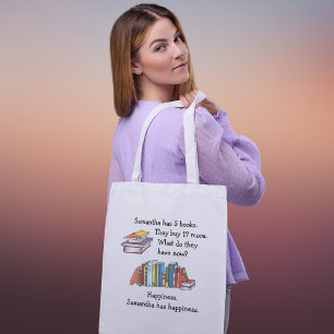 Tote Bag Livres = Bonheur, Amour à Lire Citation