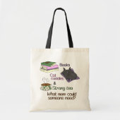 Tote Bag Livres, boudins de chat et thé (Devant)