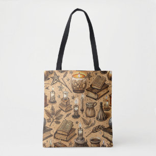 Tote Bag Livres & Bougies de Sorcellerie Vintage Motif