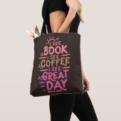 Tote Bag Livres Citation positive café (De près)