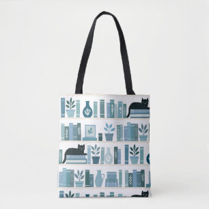 Tote Bag Livres d'art folklorique bleus élégants & amateurs