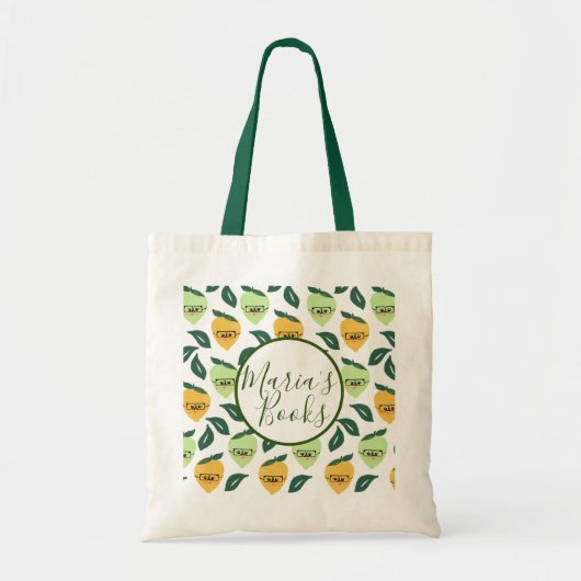 Tote Bag Livres de bibliothèque à motifs de lime citron (Devant)