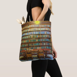 Tote Bag Livres de la bibliothèque de couleurs d'eau