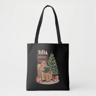 Tote Bag Livres de lecture Rétro Gingerbread Noël Enseignan