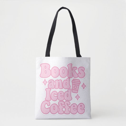 Tote Bag Livres et café glacé (Devant)