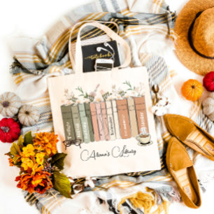 Tote Bag Livres floraux illustrés Librairie personnalisée