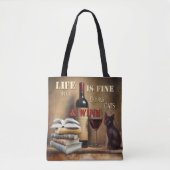 Tote Bag Livres vintages Fun Cats Vin (Devant)