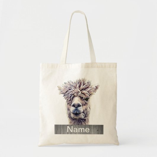 Tote Bag Llama Art Nom personnalisé Couleur (Devant)