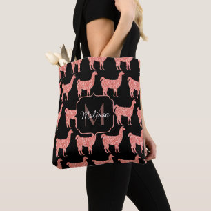 Tote Bag Llama corail rose parties scintillant Étincelles m