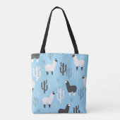 Tote Bag Llama et cactus, motif mignon. (Dos)
