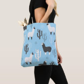 Tote Bag Llama et cactus, motif mignon. (De près)