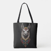 Tote Bag Llama Et Portrait Fleur, (Dos)