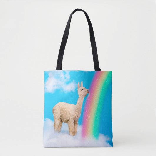 Tote Bag Llama Licking Rainbow (Devant)