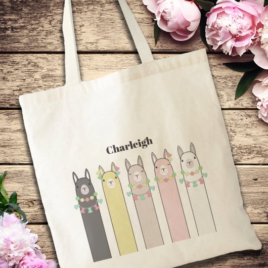 Tote Bag Llamas Colorées Mignonnes Rétro