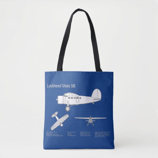 Tote Bag Lockheed Vega 5B - Plans d'avion ABD (Devant)
