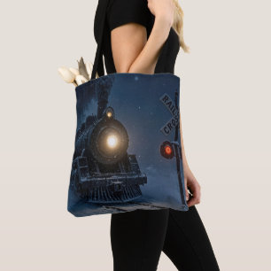 Tote Bag Locomotive à vapeur vintage en hiver