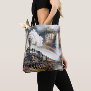 Tote Bag Locomotive à vapeur vintage sur tringle de train
