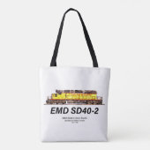 Tote Bag Locomotive diesel EMD SD40-2. Union Pacifique (Dos)