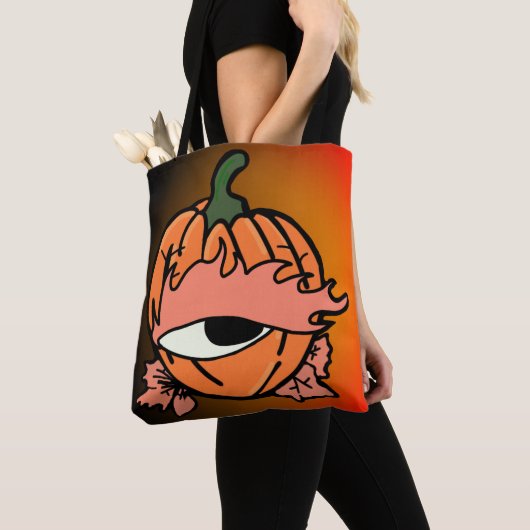 Tote Bag L'oeil endormi du Citrouille Éffrayant (De près)
