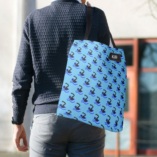 Tote Bag Logo d'analyse avant des nageurs, vos initiales ou