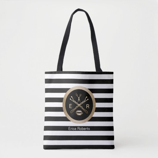 Tote Bag Logo de beauté d'or de coiffeur de maquilleur (Devant)