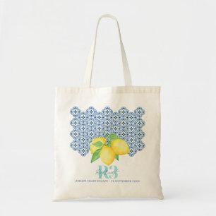 Tote Bag Logo de carreau méditerranéen au citron à l'aquare