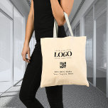 Tote Bag Logo de l'entreprise personnalisée Code Qr Minimal<br><div class="desc">Faites la promotion de votre entreprise avec ce sac d'épicerie cool,  avec logo personnalisé,  code QR & texte. Ajoutez facilement vos détails en cliquant sur l'option "personnaliser".</div>