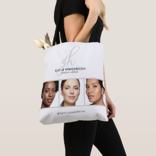 Tote Bag Logo de monogramme de script noir Photo Studio de