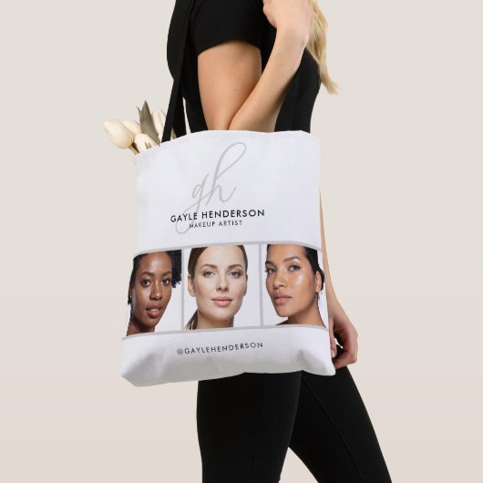 Tote Bag Logo de monogramme de script noir Photo Studio de  (De près)