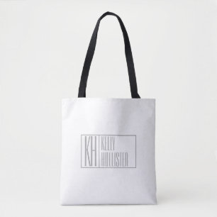 Tote Bag Logo de noms et initiales gris modernes