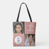 Tote Bag Logo de script blanc boho rose poussiéreux botaniq (Dos)