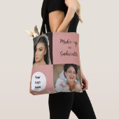Tote Bag Logo de script photo boho rose poussiéreuse botani (De près)