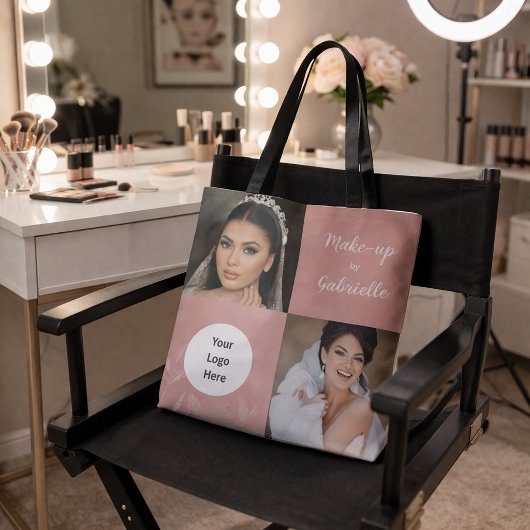 Tote Bag Logo de script photo boho rose tendre botanique mo