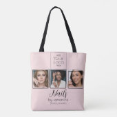 Tote Bag Logo de script rose Blush 3 Photo Salon de manucur (Dos)
