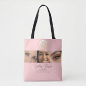 Tote Bag Logo de script rose Blush Photo Cils Sourcils Stud (Devant)