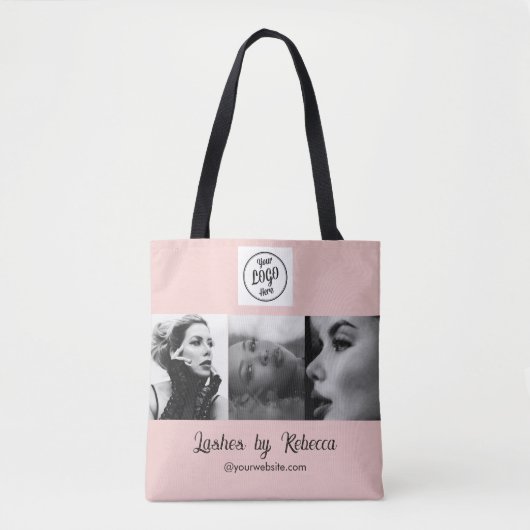 Tote Bag Logo de script rose Blush Photo Eye Lashes Studio (Devant)