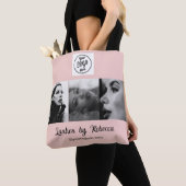 Tote Bag Logo de script rose Blush Photo Eye Lashes Studio (De près)