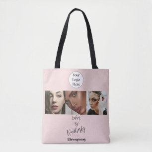 Tote Bag Logo de script rose Blush Photo Lash Studio