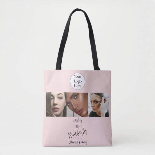 Tote Bag Logo de script rose Blush Photo Lash Studio (Devant)